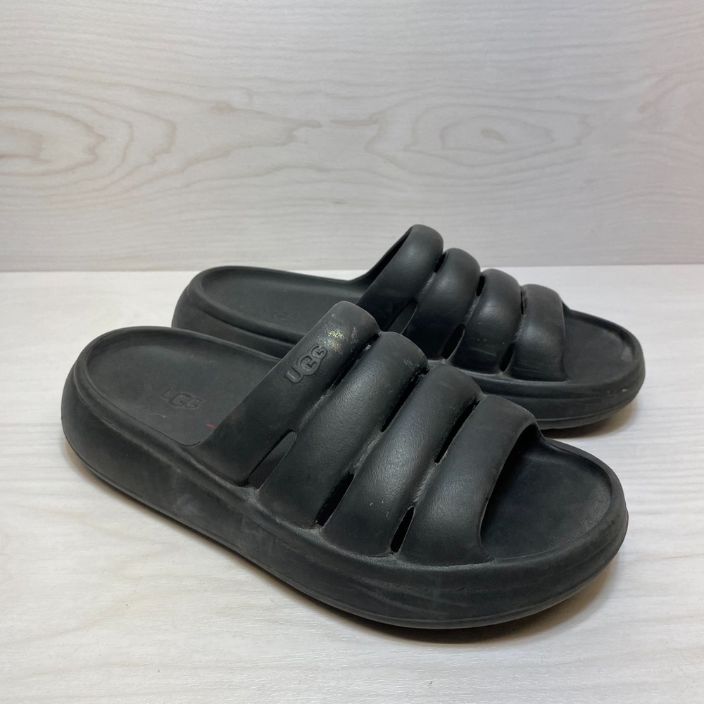 UGG Sport Yeah Slide Sandals Women's Size 9 Black Rubber Lightweight Outdoor‎